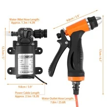 High Pressure Washer Car Wash Sprayer Gun, 12V Car Washer Gun Water Pump Pressure Cleaner Mini Portable Self-Priming Electric Washing Machine for Auto Detailing, Car Washing - 黑色 - 查看 2