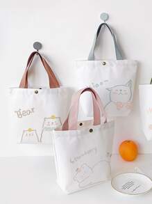 新款日式ins风个性化学生单肩包，适合上学、购物和收纳，休闲女士帆布手提包 - 粉色 - 查看 2