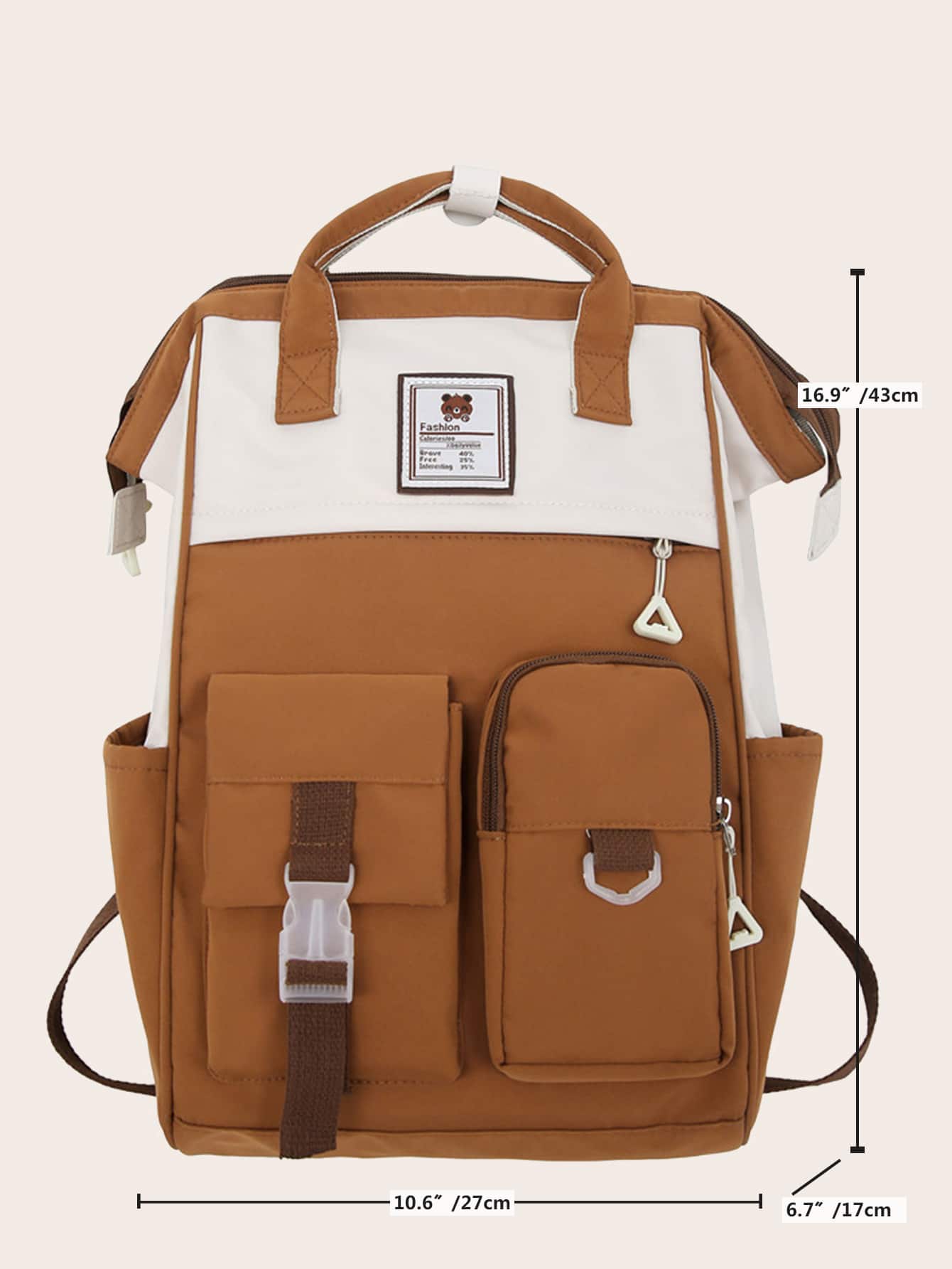 Women's Vintage Solid Color Functional Backpack, Large Capacity Rucksack Casual Outdoor Travel Daypack Commute Storage Bag, Simple Portable Preppy Style School Bag With Zipper For College Students Junior High School Students, School Supplies,School Backpack,School Bag,Backpack For School,Back To School,School Bookbag, Suitable For Teen Girls Women College Students,Boys And Men