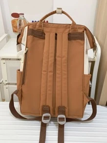 Women's Vintage Solid Color Functional Backpack, Large Capacity Rucksack Casual Outdoor Travel Daypack Commute Storage Bag, Simple Portable Preppy Style School Bag With Zipper For College Students Junior High School Students, School Supplies,School Backpack,School Bag,Backpack For School,Back To School,School Bookbag, Suitable For Teen Girls Women College Students,Boys And Men