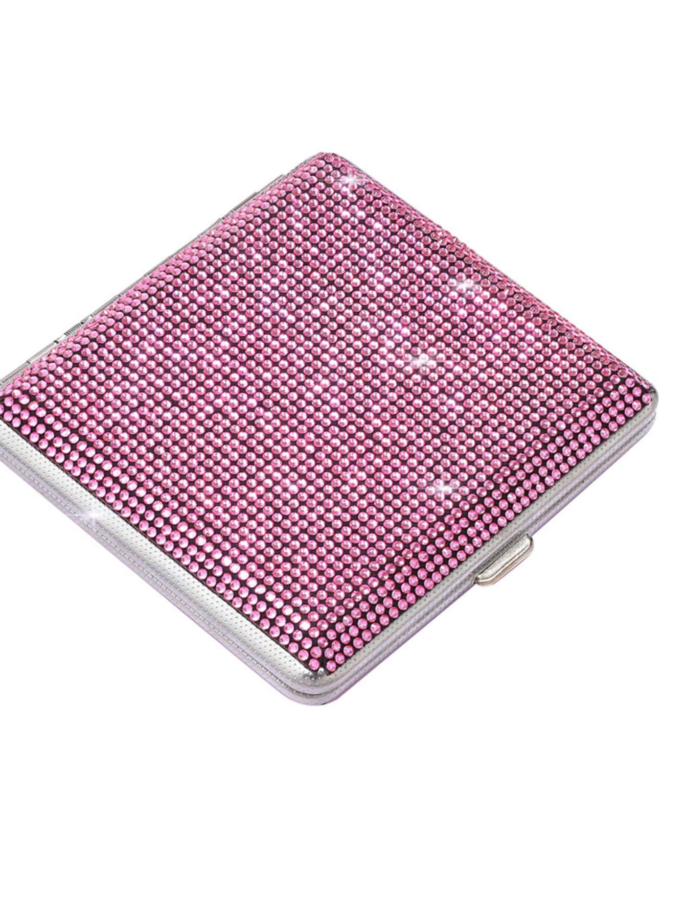 Metal 20-Stick Rhinestone Studded Cigarette Case Windproof Cigarette Holder Creative Portable Ladies Carrying Case Pink Accessories - Baby Pink - View 1