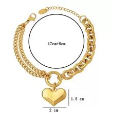 Fashionable Stainless Steel Heart & Almond Shaped Chunky Link Chain Bracelet Valentines,Mom,Mother,Mother's Day,Gift