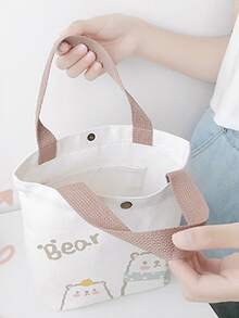 新款日式ins风个性化学生单肩包，适合上学、购物和收纳，休闲女士帆布手提包 - 粉色 - 查看 6