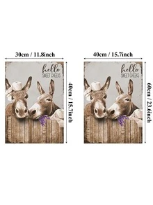 1入組狗、驢、高地牛帆布印刷品、復古海報、頭戴衛生紙動物牆壁藝術、趣味裝飾、浴室裝飾圖片、創意禮品、無框 - 紅色 - 查看 5