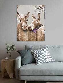 1入組狗、驢、高地牛帆布印刷品、復古海報、頭戴衛生紙動物牆壁藝術、趣味裝飾、浴室裝飾圖片、創意禮品、無框 - 紅色 - 查看 3