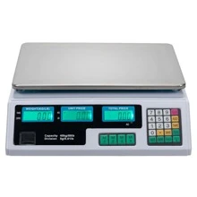 Báscula de cocina digital, báscula de precios comercial, báscula de cálculo de precios digital recargable de 40 kg/5 g para carne, frutas y verduras - Blanco - Ver 1