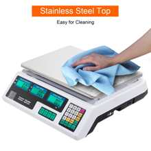 Báscula de cocina digital, báscula de precios comercial, báscula de cálculo de precios digital recargable de 40 kg/5 g para carne, frutas y verduras - Blanco - Ver 6