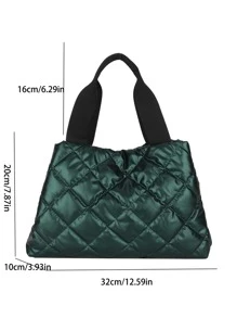 Dung lượng lớn Màu thuần Mới Người đi lại Túi tote Có thể mang đi Túi đeo vai - Màu xanh lá cây đậm - Xem 2