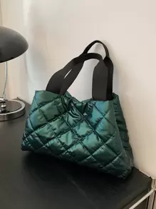 Dung lượng lớn Màu thuần Mới Người đi lại Túi tote Có thể mang đi Túi đeo vai - Màu xanh lá cây đậm - Xem 1