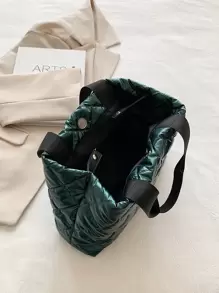 Dung lượng lớn Màu thuần Mới Người đi lại Túi tote Có thể mang đi Túi đeo vai - Màu xanh lá cây đậm - Xem 7