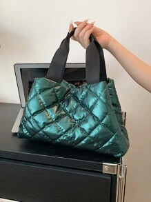 Dung lượng lớn Màu thuần Mới Người đi lại Túi tote Có thể mang đi Túi đeo vai - Màu xanh lá cây đậm - Xem 6