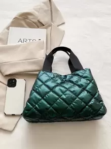 Dung lượng lớn Màu thuần Mới Người đi lại Túi tote Có thể mang đi Túi đeo vai - Màu xanh lá cây đậm - Xem 8
