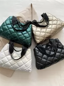 Dung lượng lớn Màu thuần Mới Người đi lại Túi tote Có thể mang đi Túi đeo vai - Màu xanh lá cây đậm - Xem 11