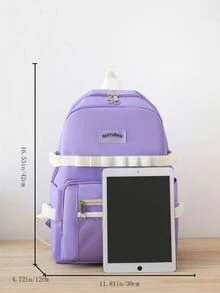 4pcs/set School Student Combo Backpack, Multipurpose Shoulder Bag, Crossbody Bag - Purple - View 2