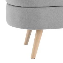 Ottoman Oval Storage Bench, Rubber Wood Legs, Grey - Grey - View 10