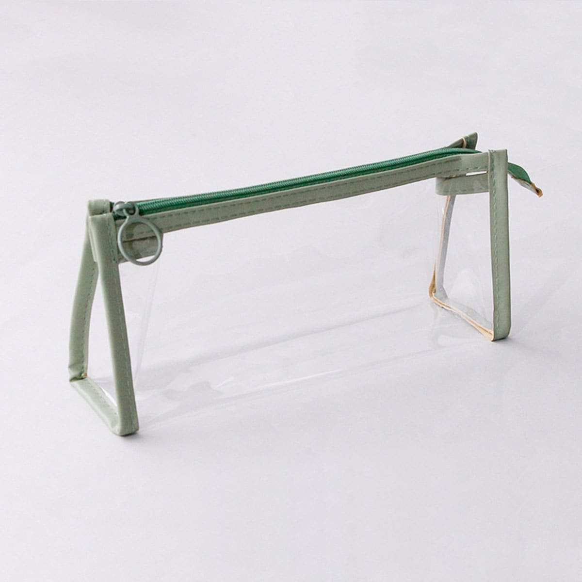 1入組透明PVC筆袋,簡約風防水綠色辦公室文具包適用於學生 - 綠色 - 查看 1