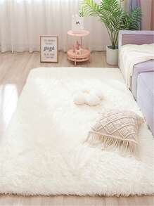 1 件柔软米色蓬松装饰地毯，适用于客厅、卧室、女孩房，不掉毛，家居装饰防滑垫 - 米色 - 查看 6
