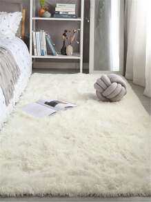 1 件柔软米色蓬松装饰地毯，适用于客厅、卧室、女孩房，不掉毛，家居装饰防滑垫 - 米色 - 查看 3