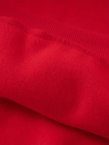 MURAMASA Heart Print Thermal Hoodie With Drawstring Kangaroo Pocket - Red - View 6