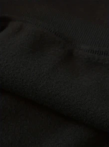 MURAMASA Capucha térmica con estampado de corazón con bolsillo de canguro con cordón - Negro - Ver 7
