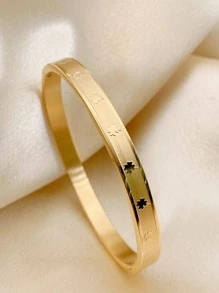 Brazalete de acero inoxidable con diseño sencillo y de moda de trébol de la suerte, adecuado para uso diario, regalo para San Valentín, mamá, madre, Día de la Madre