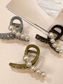 4pcs/Set Women's Fashionable Acrylic Pearl Hair Claw Clip For Ponytail Bun Updo Elegant - Multicolor - View 4