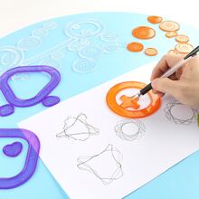 12 pièces Spirale Dessin Kit Art DIY guide Set D'outils Étudiants Rédaction Règle Pochoir Modèle Papeterie