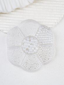 1 盒圆形仿珍珠指甲贴花套装珍珠米色纯白色尺寸珍珠混合 - 白色 - 查看 3