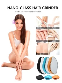 女性親膚玻璃鏡子啞光脫毛器,可水洗和可重複使用脫毛工具適用於個人護理 - 粉色 - 查看 4