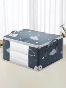 1 件大容量衣物收纳袋，带加固手柄，适用于毛毯、床上用品，可折叠，带坚固拉链，透明窗户装饰装饰节日装饰房间装饰家居装饰卧室装饰礼服裤子鞋子牛仔裤靴子裙子卧室，收纳袋，家庭收纳，女式白色 T 恤，女式黑色裤子，女士冬装，连衣裙， - 藏蓝色 - 查看 2