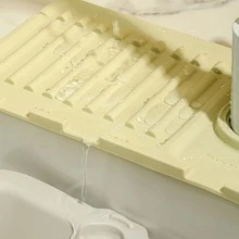 1pc Slope Design Drain Mat With Heighten Edge, Suitable For Sink, Bathtub, Kitchen, Bathroom - Beige - View 4