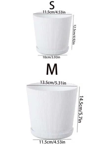 1 件加厚塑料花盆带托盘适用于小盆栽植物，北欧简约风格 - 綠色 - 查看 4