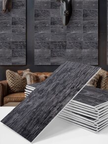 16 cái/bộ Inch Dày lên Retro Hạt gỗ Hình nền Bóc Và Gậy Tự dính Gạch Đối với Phòng bếp , Phòng tắm Cải tạo , Phòng khách , Nhà  Đồ trang trí Hình dán - Màu xám đen - Xem 1