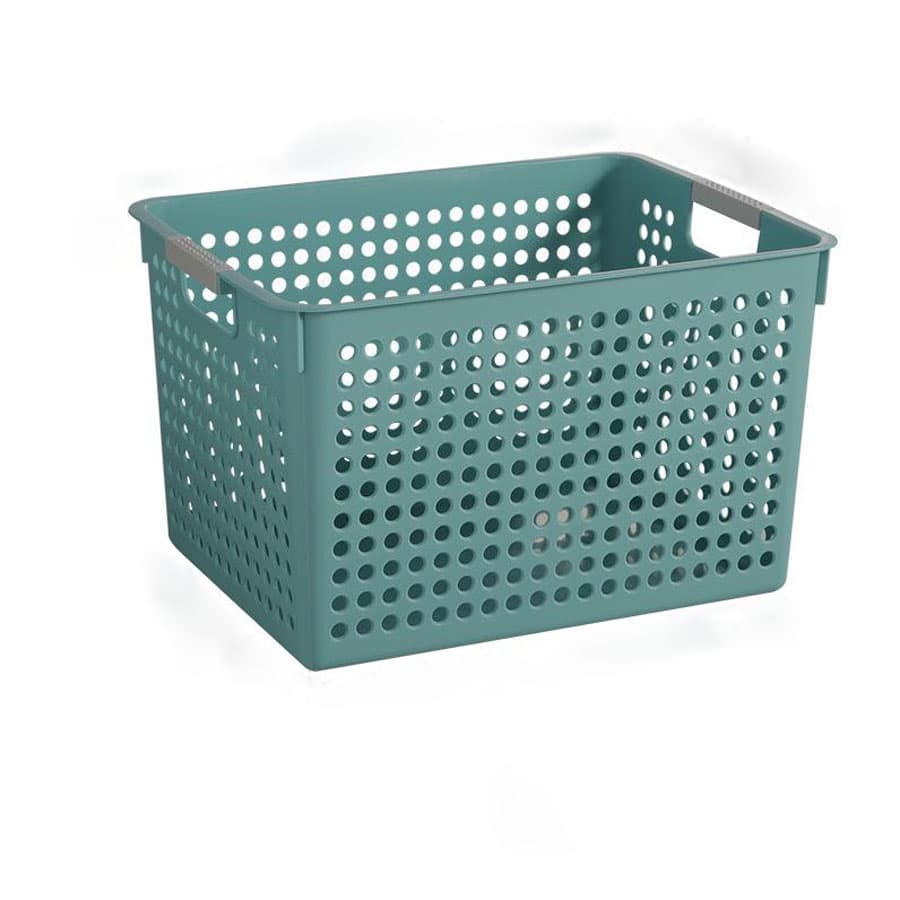 1入組家用塑料儲物籃，適用於廚櫃和桌面上零食、玩具、餐具和餐具 - 綠色 - 查看 1