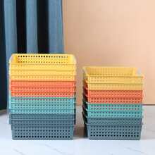 1入組家用塑料儲物籃，適用於廚櫃和桌面上零食、玩具、餐具和餐具 - 綠色 - 查看 3