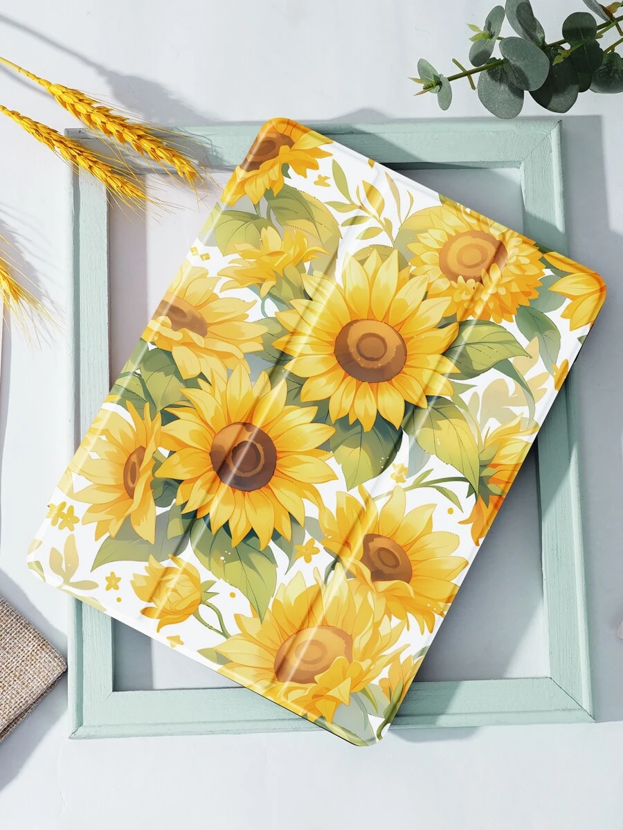 向日葵圖案保護套適用於iPad - 彩色 - 查看 1