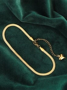 1 件经典简约编织不锈钢脚链，适合女性日常佩戴 - 金黃色 - 查看 2