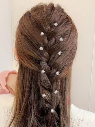 20pcs Women's Faux Pearl & Rhinestone Decor U-Shaped Hairpins, Sunflower Shape Elegant Hair Clips Claw Clips Hair Claws Hair Slide Hair Barrettes, School Stuff, Pearl Hair Accessories