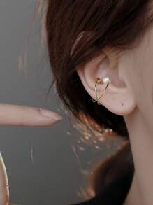 1pair Simple Faux Pearl Clip-On Earrings - Yellow Gold - View 6