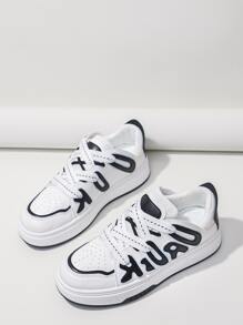 Alan Vincent 2023新品到貨女士低胸繫帶平底休閒鞋,時尚和多用途運動鞋適用於學生,戶外,舒服,帶字母裝飾用品 - 黑色 - 查看 6