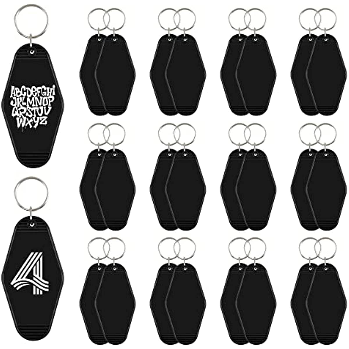 30入組復古汽車旅館鑰匙扣復古酒店鑰匙扣毛坯熱轉印裝飾品用於熱昇華乙烯基DIY工藝鑰匙扣行李牌標籤製作聖誕樹懸掛 - 黑色 - 查看 1