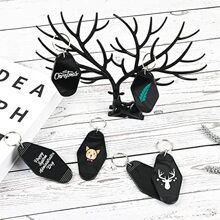 30入組復古汽車旅館鑰匙扣復古酒店鑰匙扣毛坯熱轉印裝飾品用於熱昇華乙烯基DIY工藝鑰匙扣行李牌標籤製作聖誕樹懸掛 - 黑色 - 查看 4