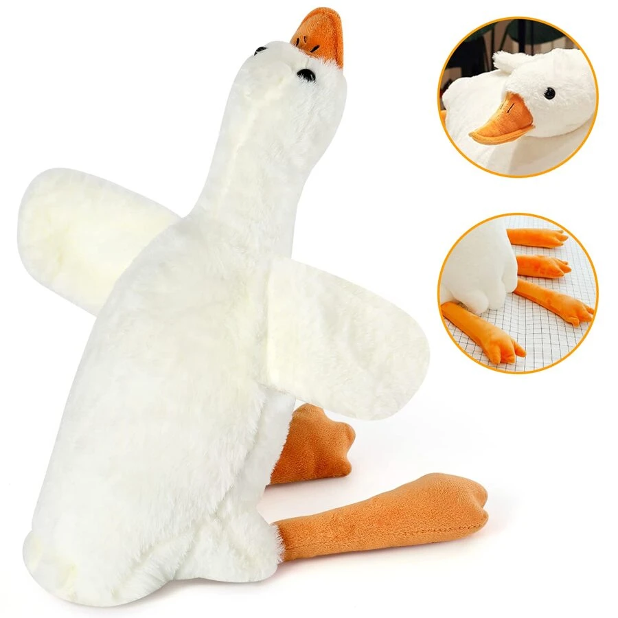 Goose Stuffed Animal 20 Inch, Cute Duck Plushie Toy, Huggable Plush Pillow for Kids, Teens and Adults Birthday Gifts - 白色 - 查看 1
