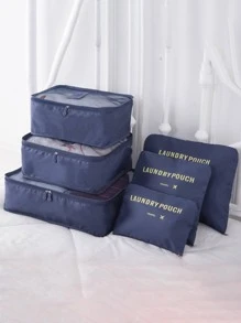 6 Cái/bộ Chữ Đồ Họa Túi Đựng Đồ Du Lịch, Polyester Hiện Đại Đóng Gói Hành Lý Tổ Chức Cho Phụ Kiện Du Lịch - màu đen - Xem 4