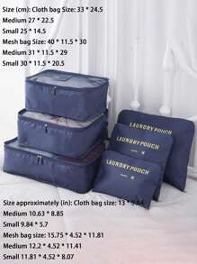 6 Cái/bộ Túi Bảo Quản Quần Áo Đồ Họa Chữ Cái, Túi Du Lịch Polyester Hiện Đại Cho Gia Đình - Xám - Xem 3