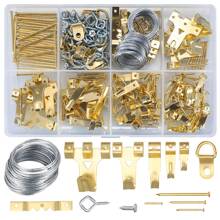 300 Pcs Picture Hanging Kit, Heavy Duty Picture Frame Hangers Hooks with Nails, Picture Hangers Hardware, Wall Photo Frame Mirror Hanging Hooks for Wall Mounting Picture Hanging - Gold - View 1