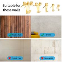 300 Pcs Picture Hanging Kit, Heavy Duty Picture Frame Hangers Hooks with Nails, Picture Hangers Hardware, Wall Photo Frame Mirror Hanging Hooks for Wall Mounting Picture Hanging - Gold - View 9