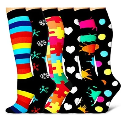 6雙/套女式壓縮襪和男式運動襪