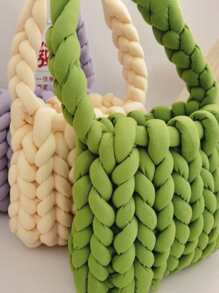 1入組500g超厚冰島手織毛線，適用於手織毛毯、枕頭、靠墊、織布條 - 墨綠色 - 查看 2