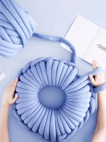 1入組500g超厚冰島手織毛線，適用於手織毛毯、枕頭、靠墊、織布條 - 墨綠色 - 查看 5